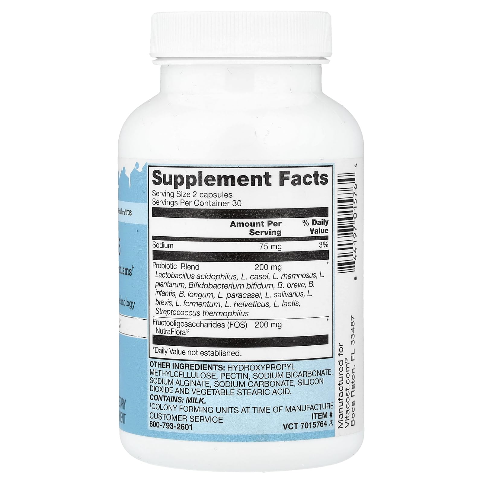 Vitacost Probiotic 15-35: cápsulas que favorecen la digestión y un sistema inmunológico saludable.