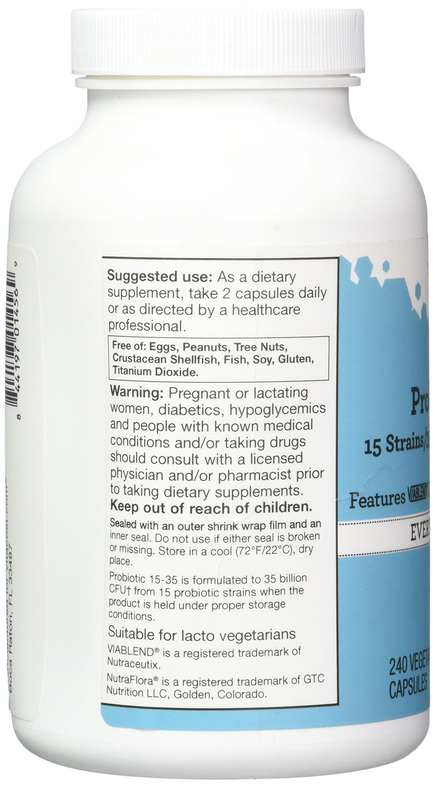 Vitacost Probiotic 15-35: dosis de cápsulas para equilibrio intestinal diario.
