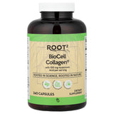 Vitacost ROOT2 colágeno BioCell en botella de cápsulas, apoyo para articulaciones y piel.
