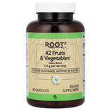 Vitacost ROOT2, botella de cápsulas, apoyo práctico para ingesta diaria de frutas y verduras
