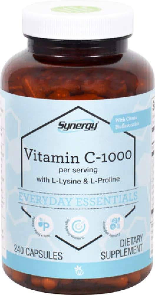Vitacost Sinergia Vitamina C 1000 cápsulas: apoyo a colágeno y salud vascular.