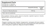 Vitacost Synergy Chrysin, frasco de cápsulas, enfoque en concentración de 1000 mg, uso diario.