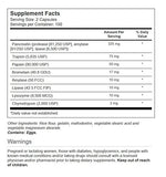 Vitacost Synergy: botella cercana para apoyar la absorción de nutrientes tras comer.