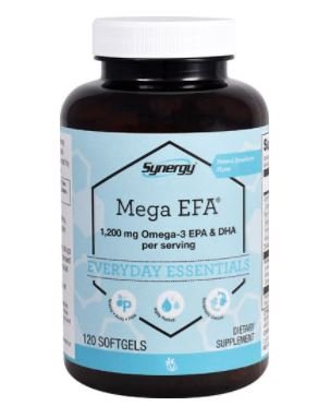 Vitacost Synergy Mega EFA 1200: cápsulas suaves con sabor a fresa para apoyo diario de bienestar
