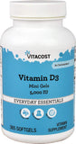 Vitacost Vitamina D3 en minigeles de 5000 UI para uso diario