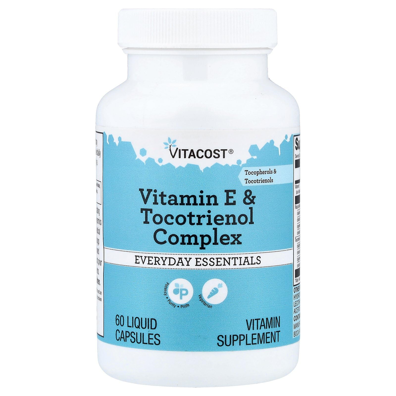 Vitacost Vitamina E y Tocotrienoles - frasco de cápsulas para antioxidante diario