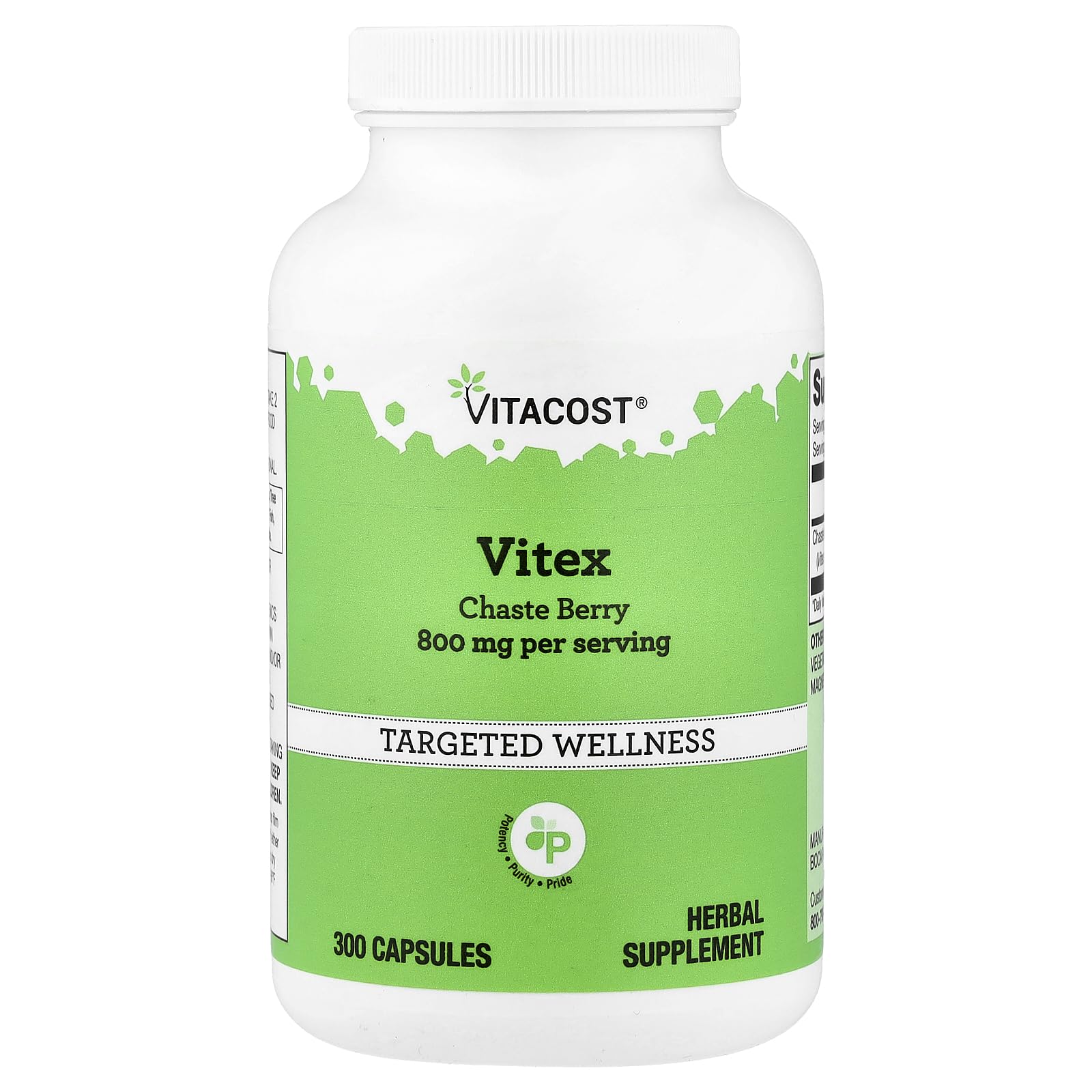 Vitacost Vitex Agnus-Castus, botella de cápsulas para uso diario y bienestar.
