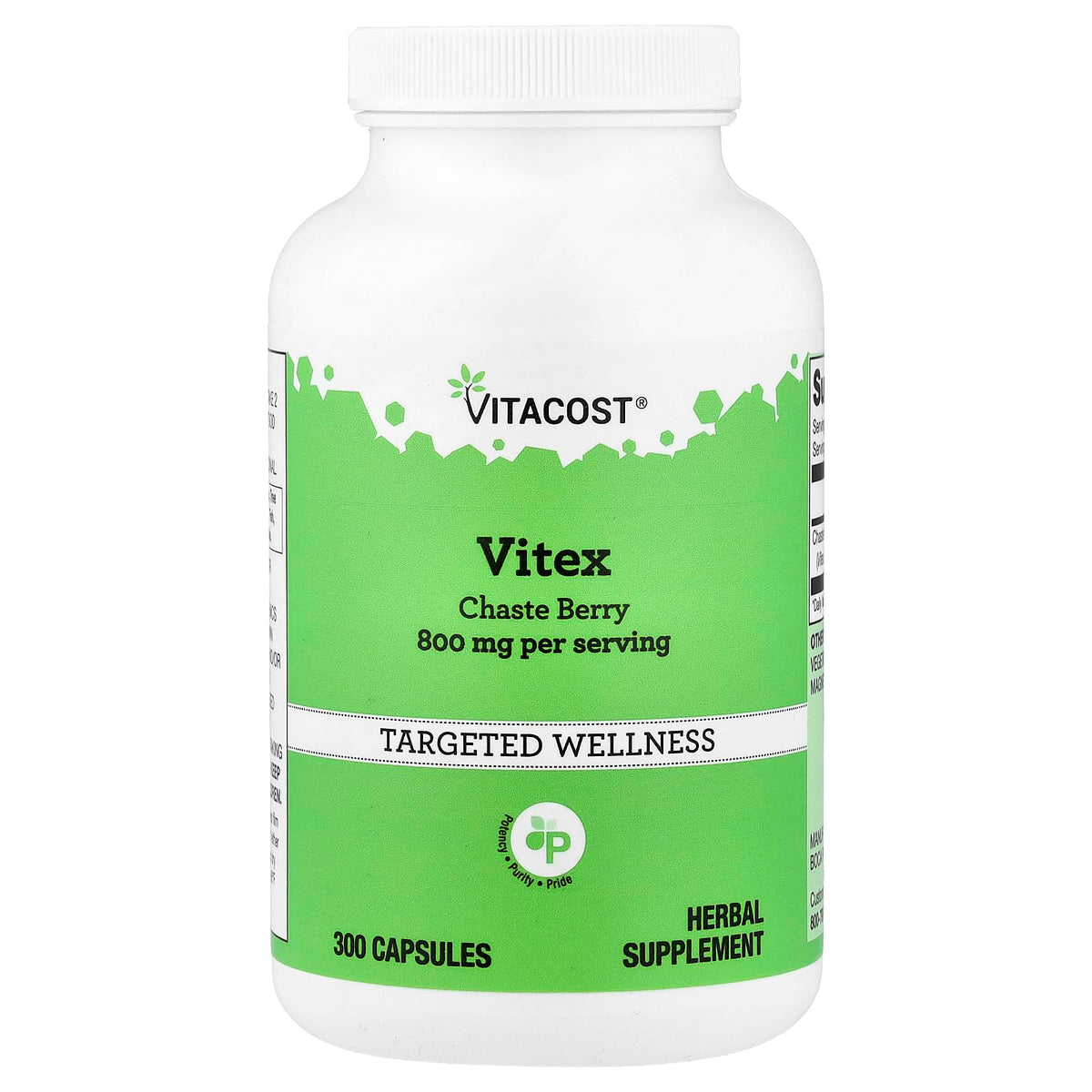 Vitacost Vitex Agnus-Castus, botella de cápsulas para uso diario y bienestar.