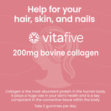 Vitafive gominolas de colágeno, sabor agradable y bajo azúcar.