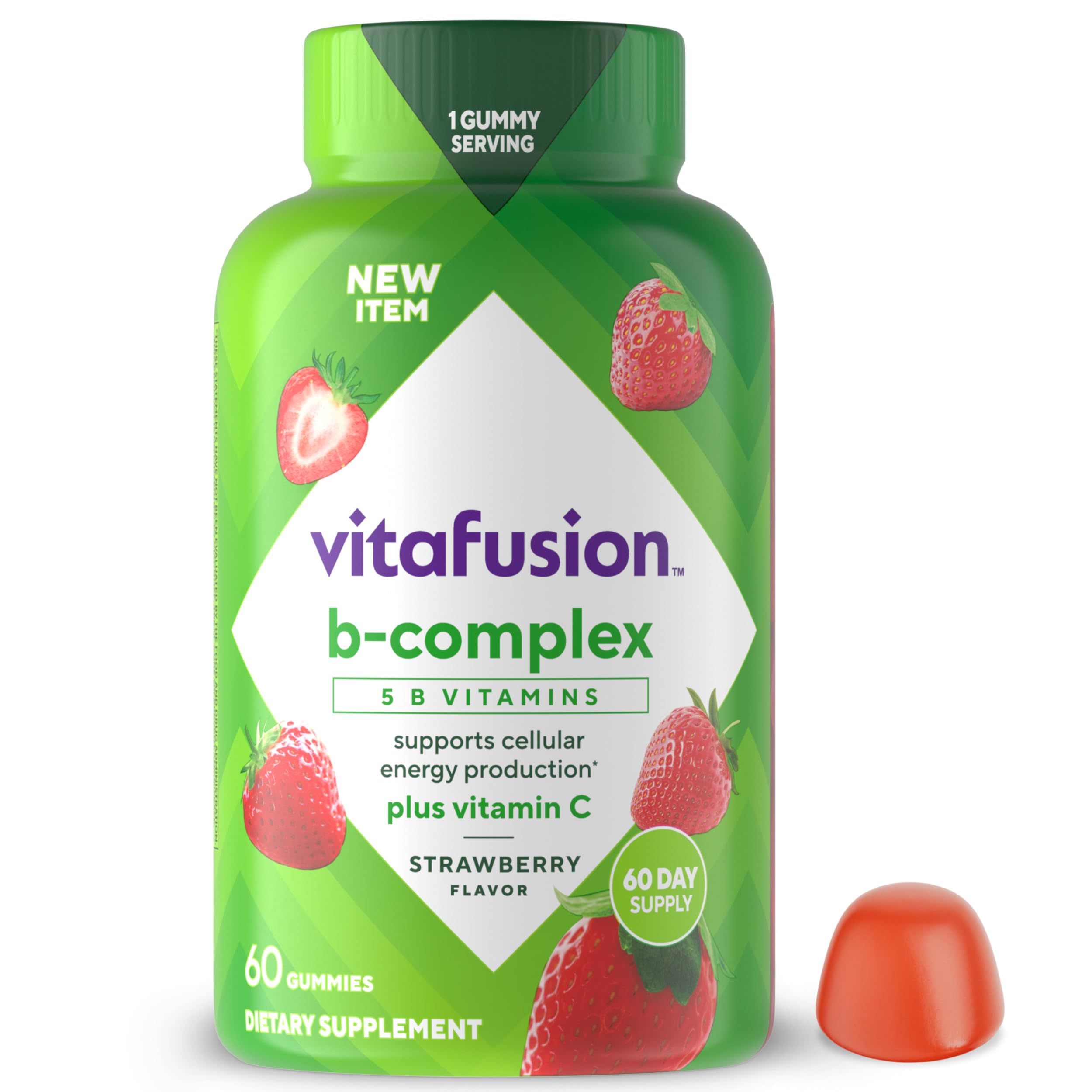 Vitafusion B-Complejo gominolas sabor fresa para energía diaria