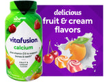 Vitafusion Calcio 500 mg gomitas, ingredientes clave, calcio y vitamina D3 en una textura agradable.