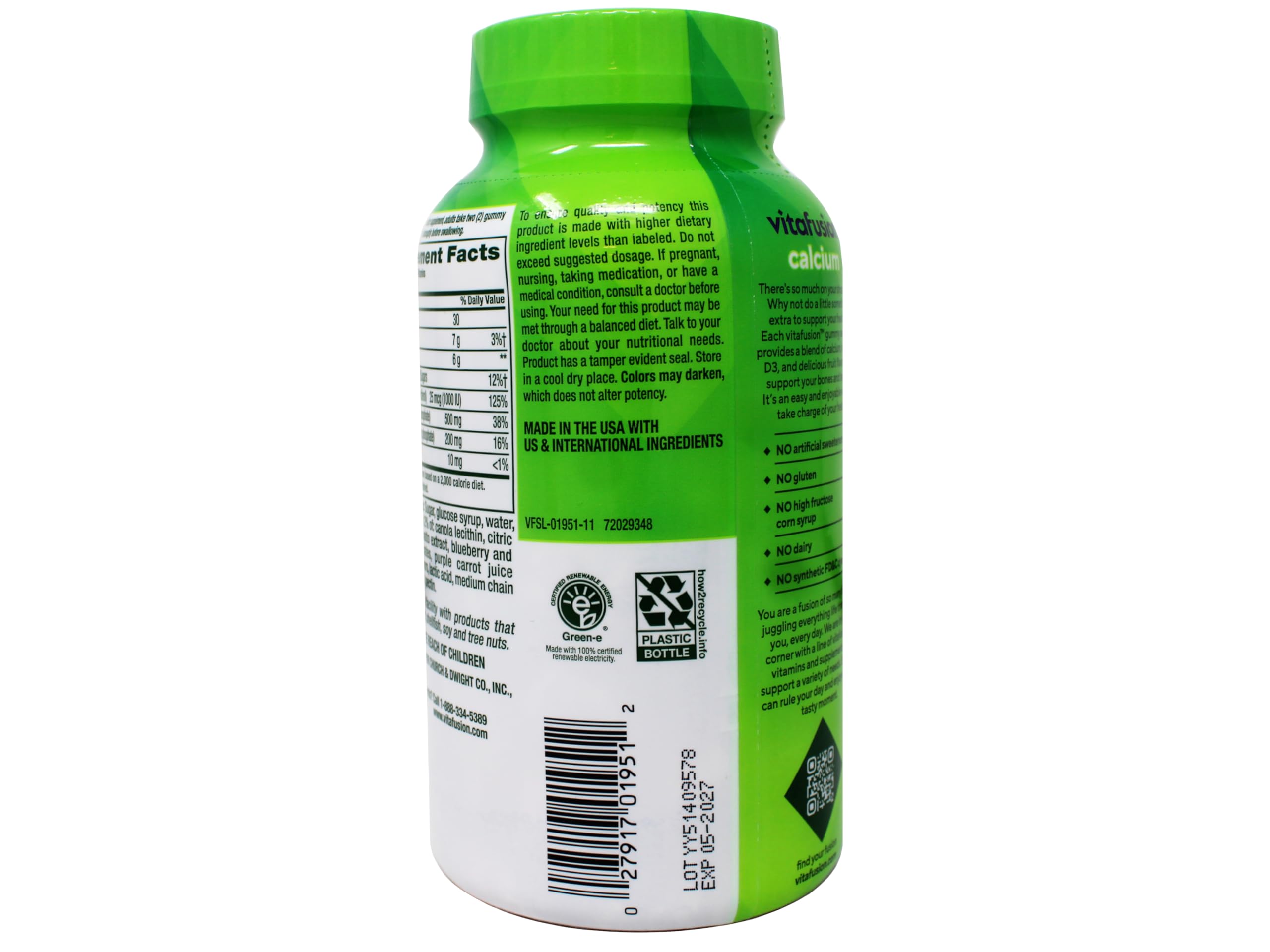 Vitafusion Calcium con vitamina D para apoyo de la absorción de calcio.