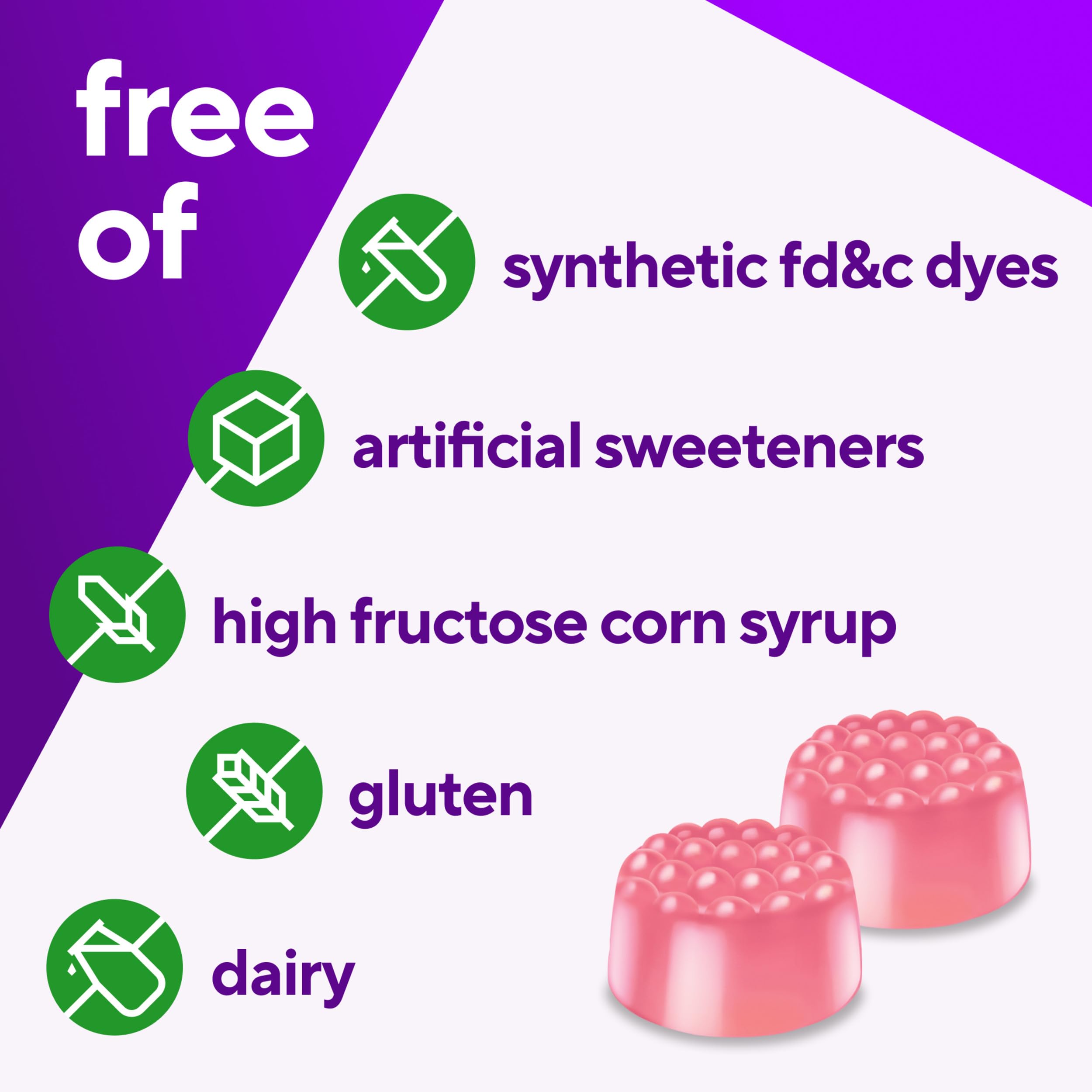 Gomitas Vitafusion D3 sin gluten, opción conveniente para alergias alimentarias.