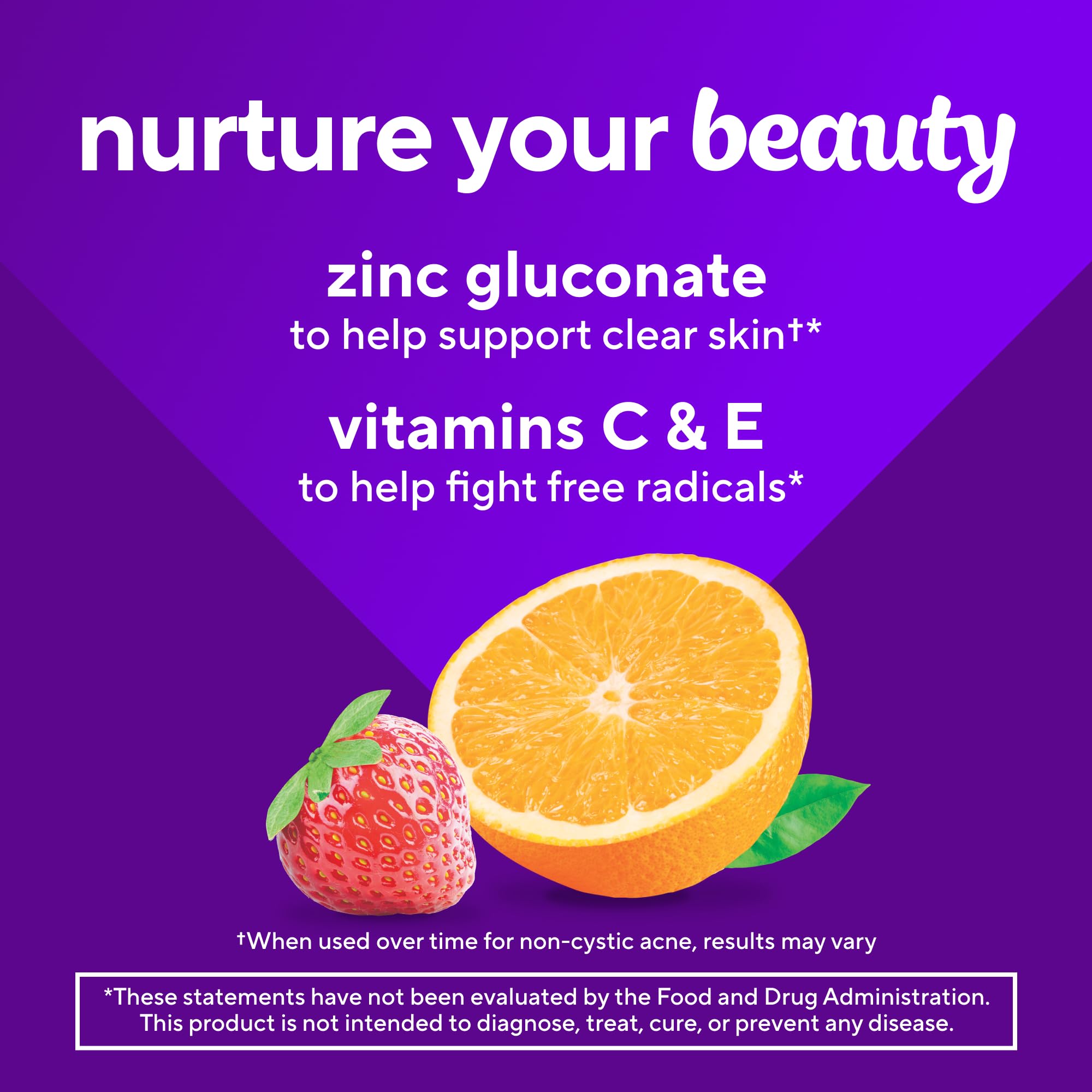 Vitafusion Daily Complexion Care con vitaminas C y E para antioxidantes.