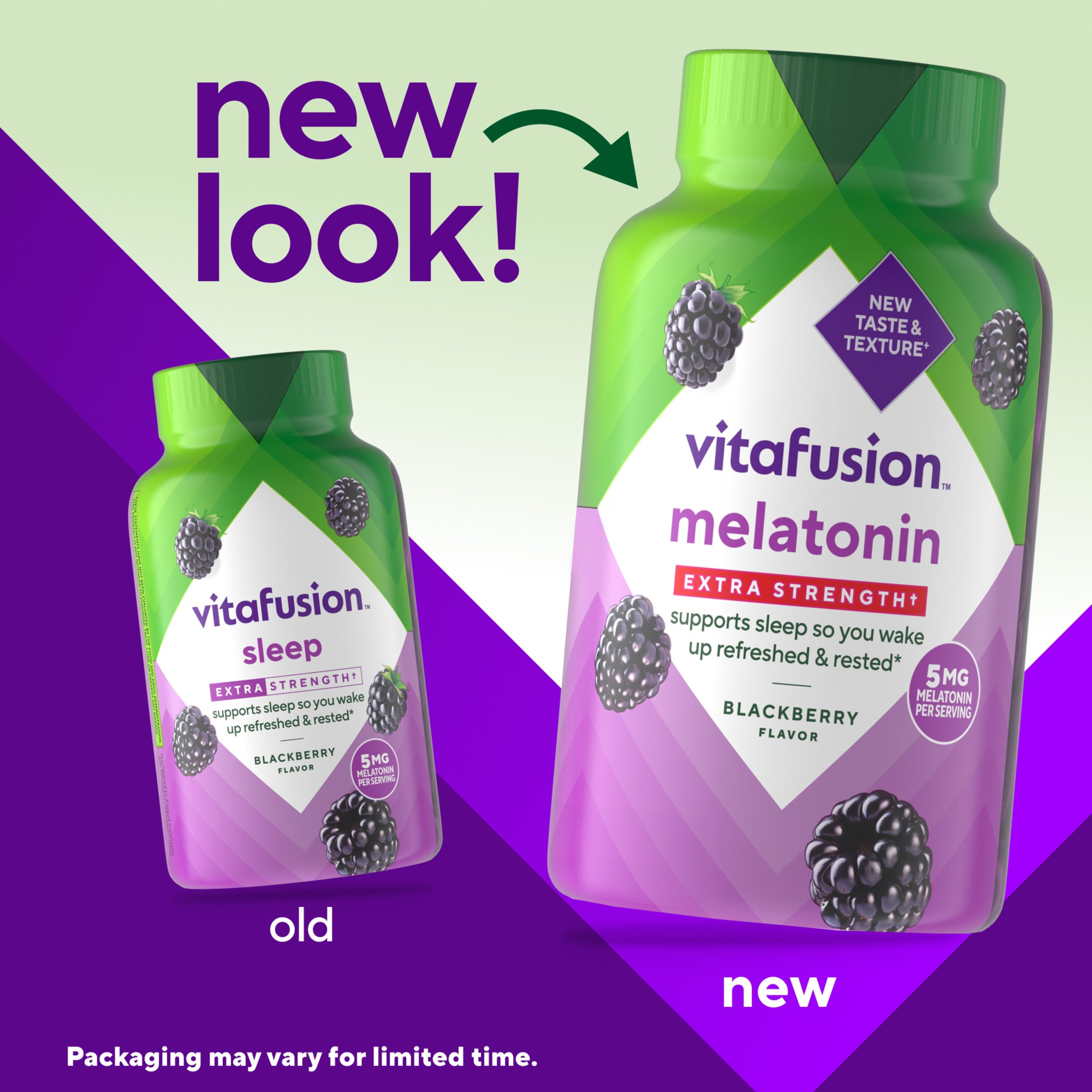 Vitafusion Melatonina: gomitas en mano, textura masticable fácil de consumir.
