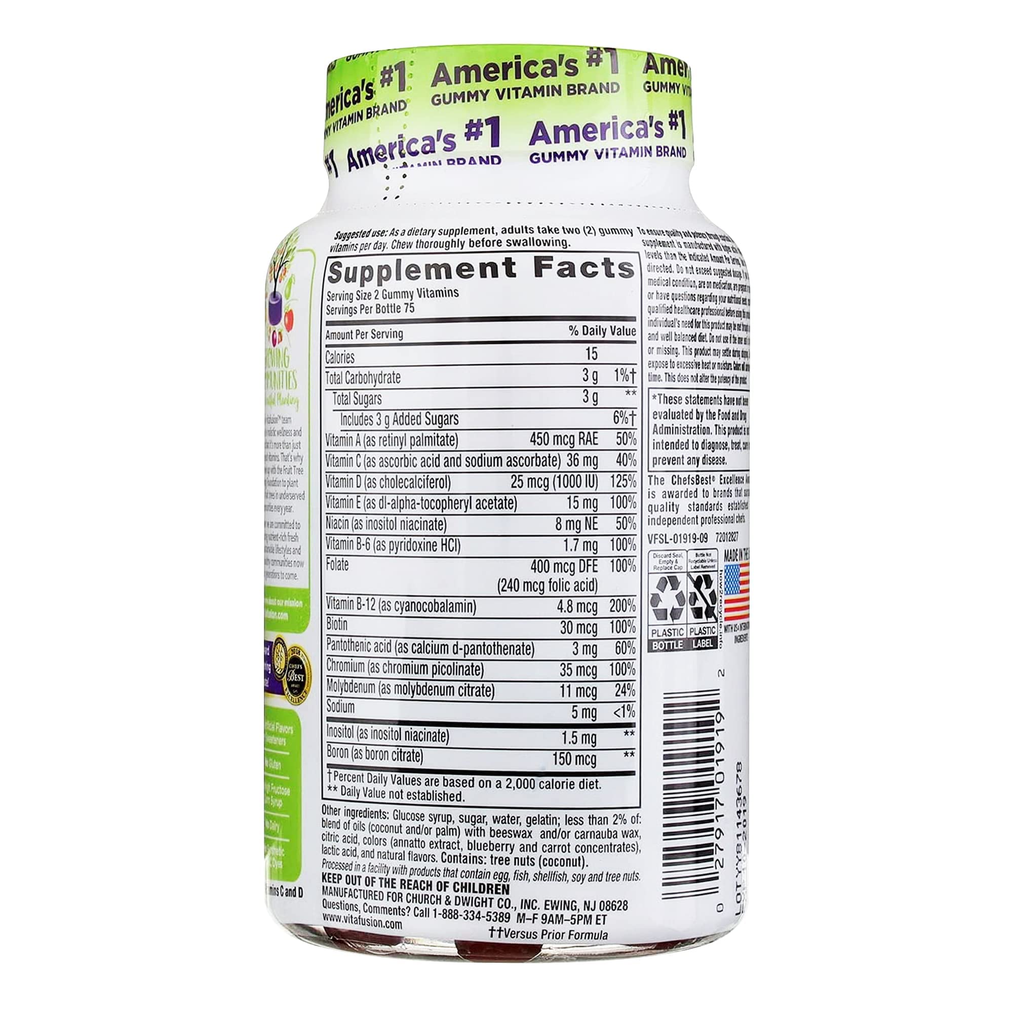 Vitafusion MultiVites gominolas para adultos sabor durazno, rutina diaria