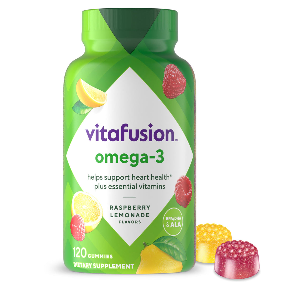 Vitafusion Omega-3 Gomitas, botella 120 gomitas para apoyar la salud del corazón