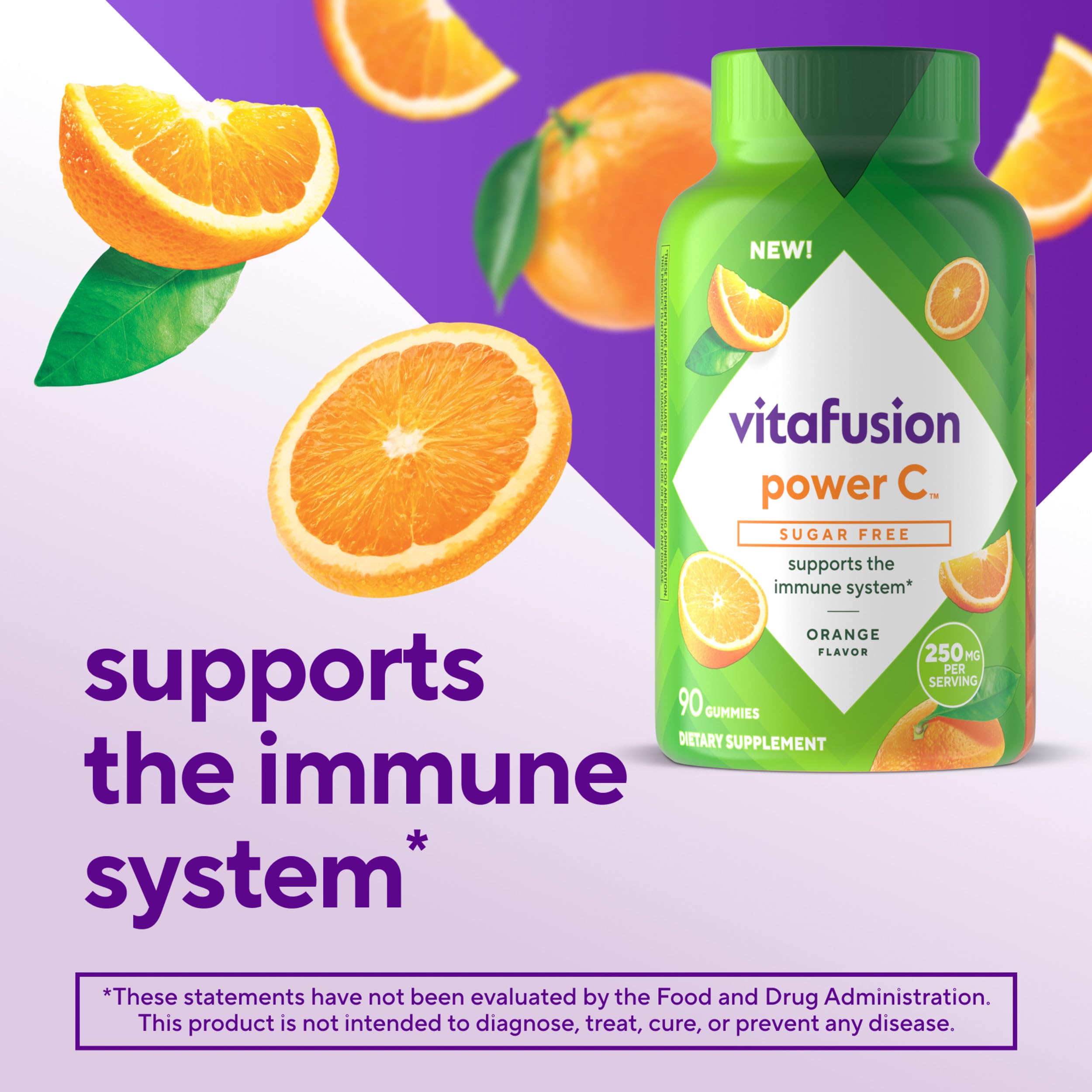 Vitafusion Power C gomitas naranjas, dosis diaria fácil para vitamina C.