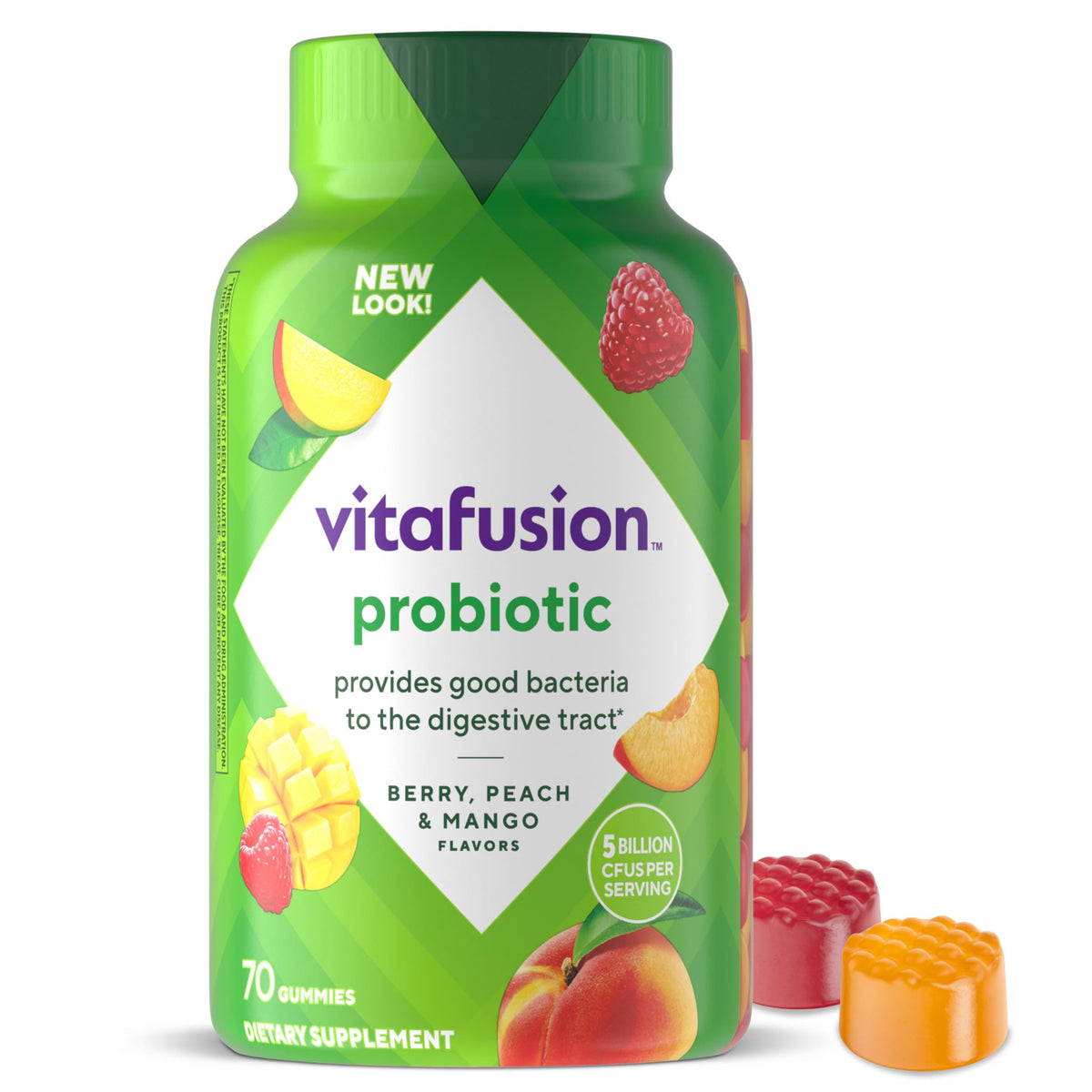 Vitafusion Gomitas Probioticas, botella de 70 unidades, apoyo digestivo diario.