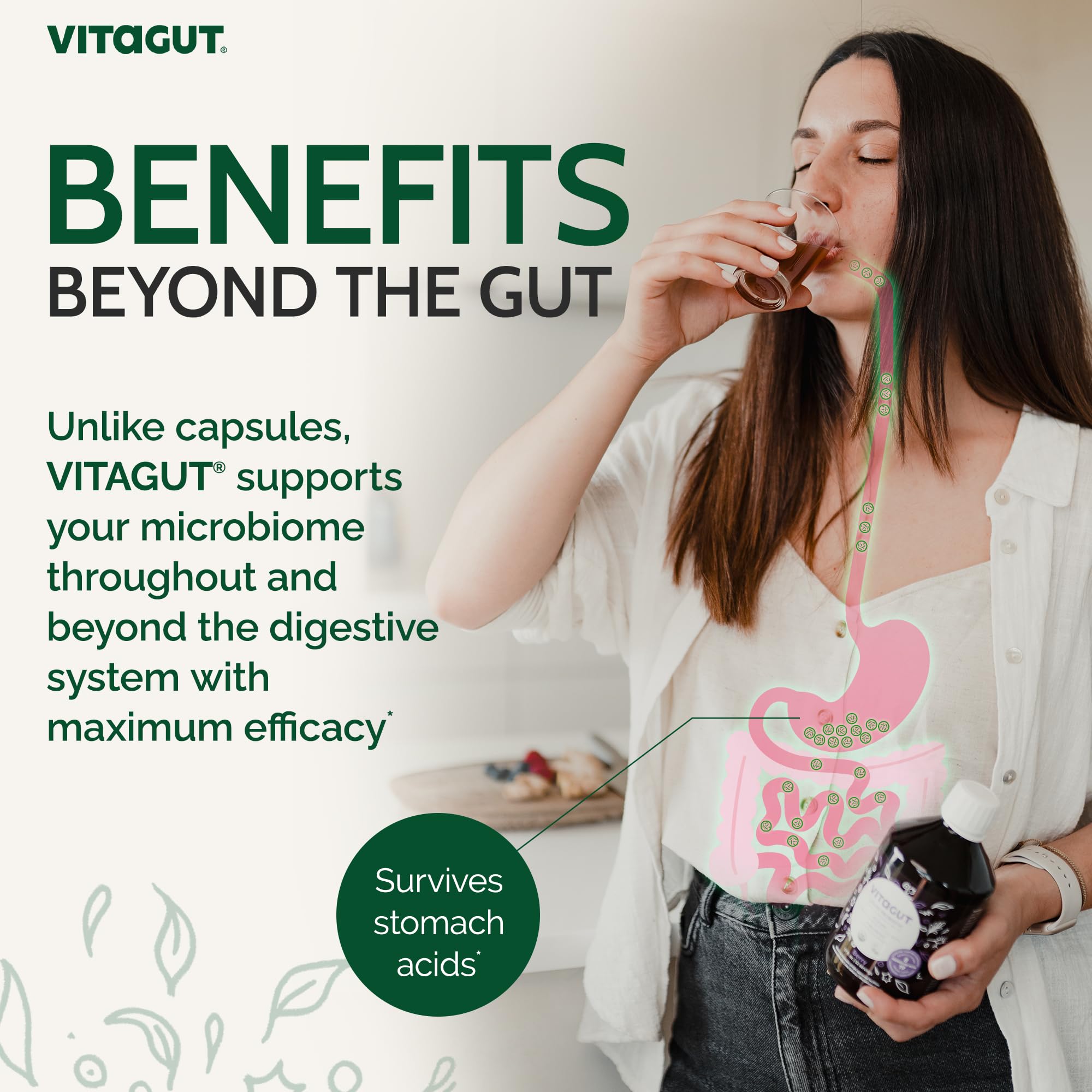 Vitagut ocho cepas probióticas en líquido para microbioma.
