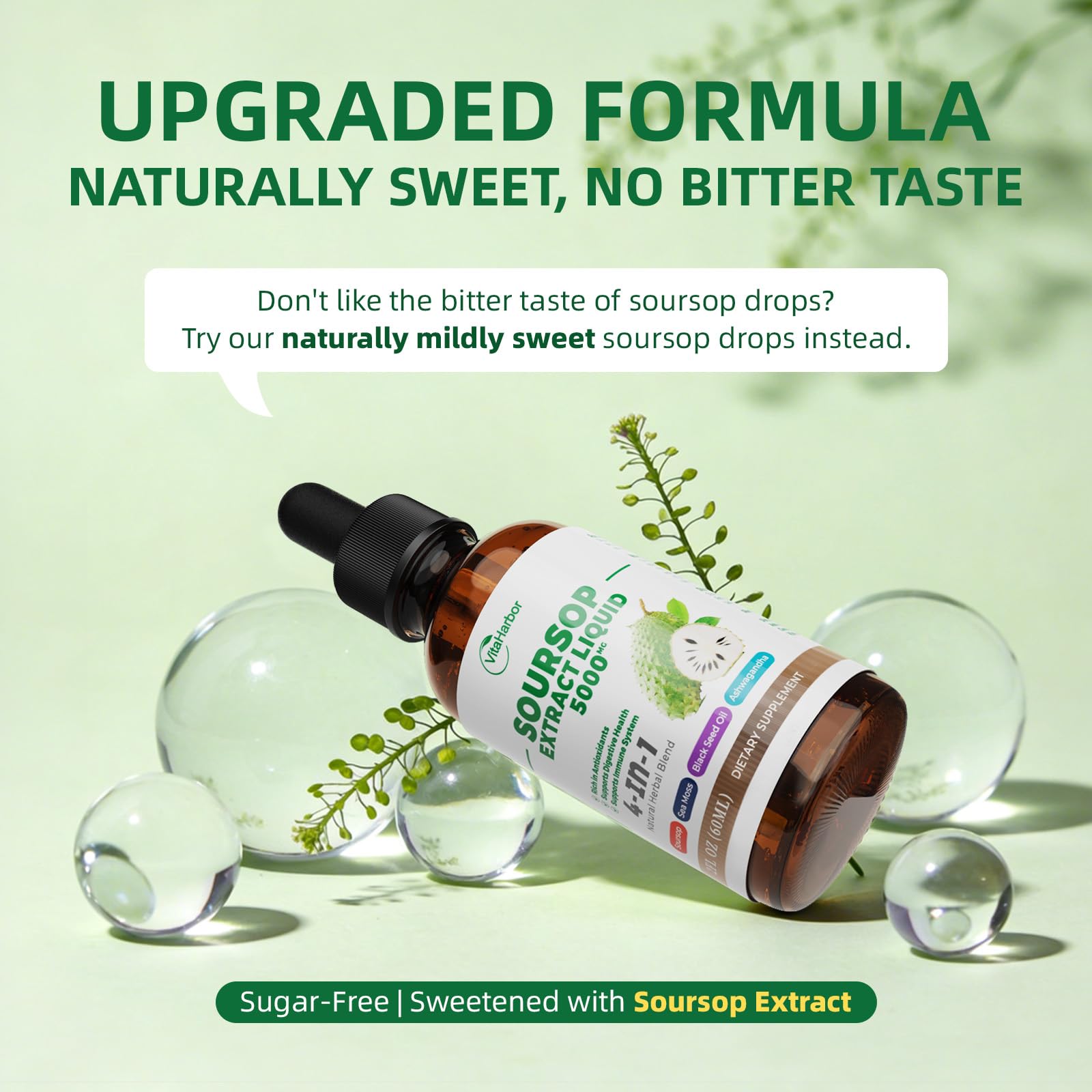 VitHarbor Guanábana Drops, ingredientes naturales, apoyo potencial a bienestar general.