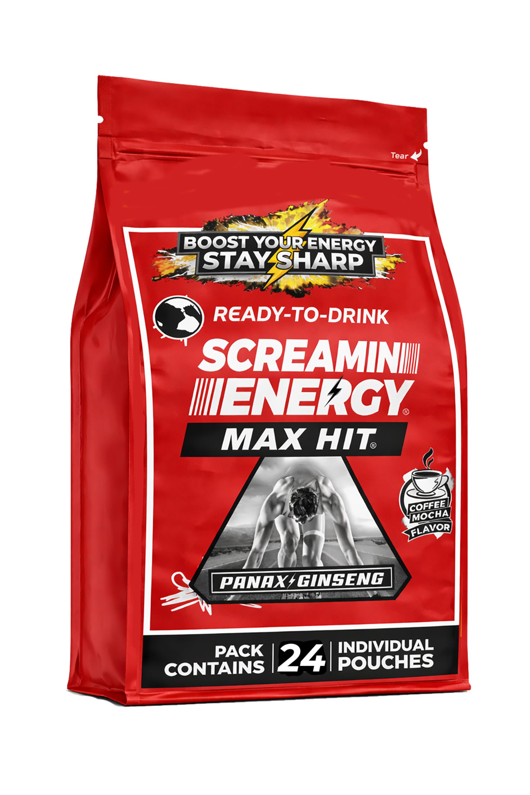 VITAL 4U Screamin Energy Max Hit, shot espresso mocha, energía rápida para días activos
