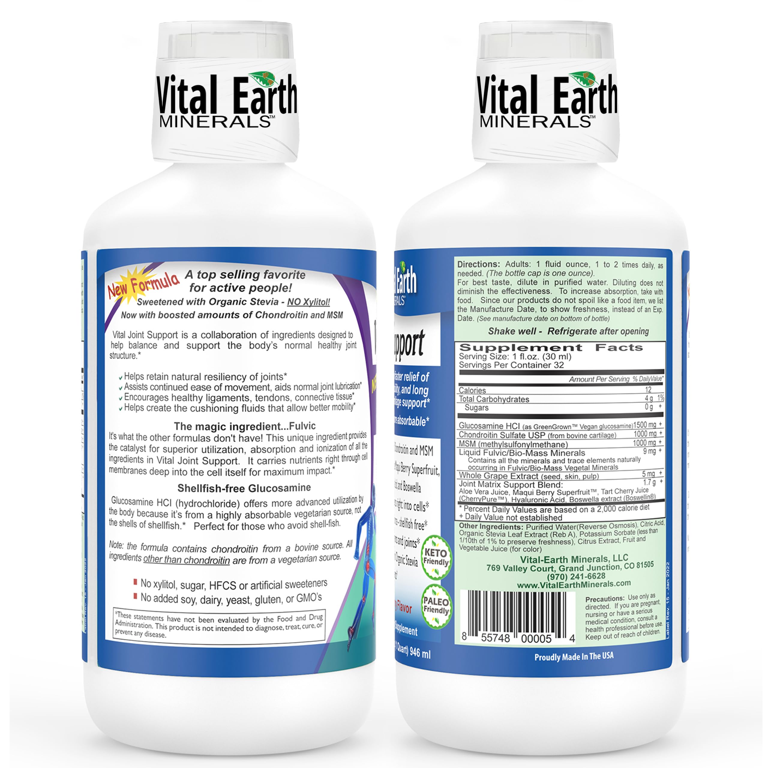 Vital Earth ácido hialurónico en líquido para articulaciones, flexibilidad.