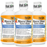 Vital Earth Minerals, botella volcando líquido para energía diaria.