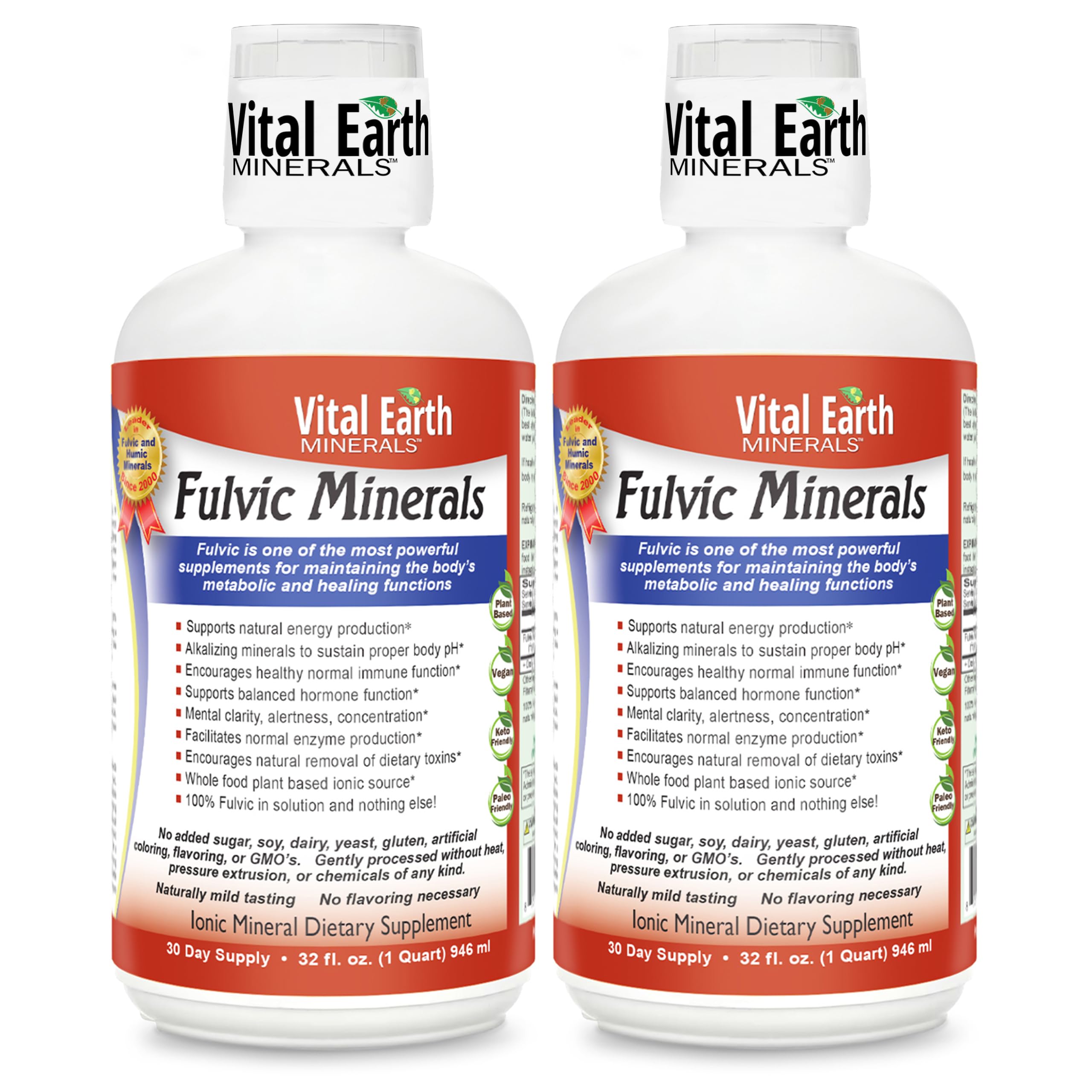 Vital Earth Minerals Fulvic Minerals Liquid botella, fuente de minerales traza para energía sostenida.