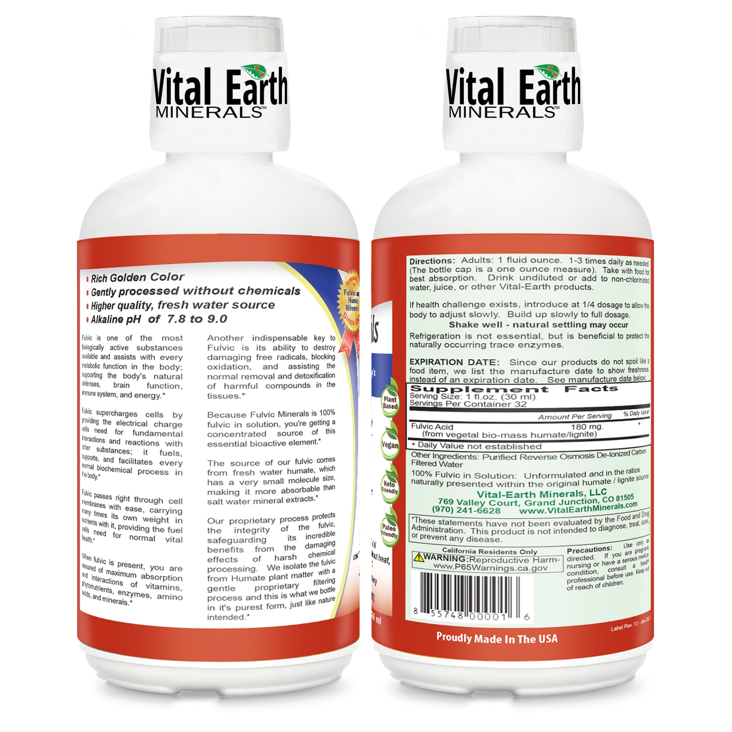 Vital Earth Minerals Fulvic Minerals Liquid cup, dosis para disolver en agua fácilmente.