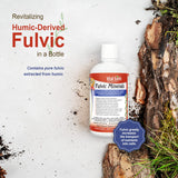 Vital Earth Minerals Fulvic Minerals Liquid gráfico de minerales traza y beneficios.