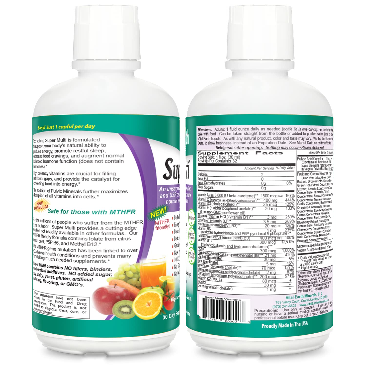 Vital Earth Minerals verter en agua para consumo diario sin azúcares añadidos.