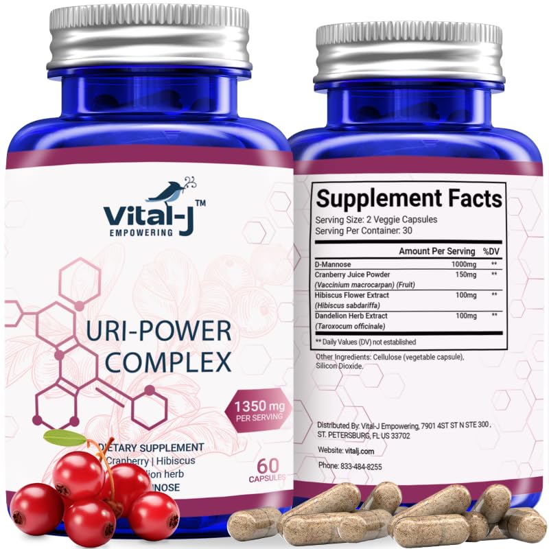 Vital-J Empowering 4en1 URI Power frasco vertido, apoyo diario a la salud urinaria.