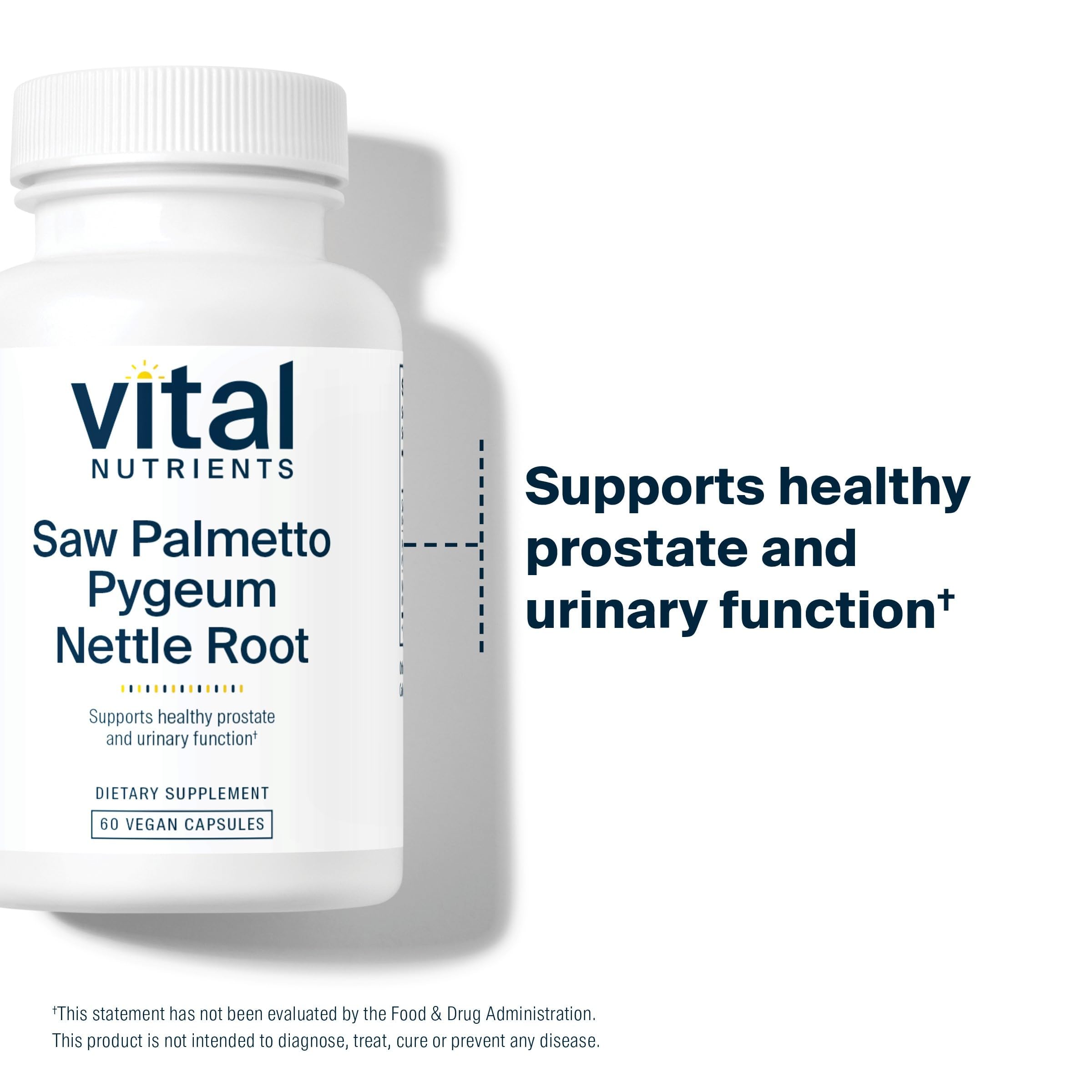 Vital Nutrients raíz de ortiga en cápsulas, soporte natural para equilibrio urinario.