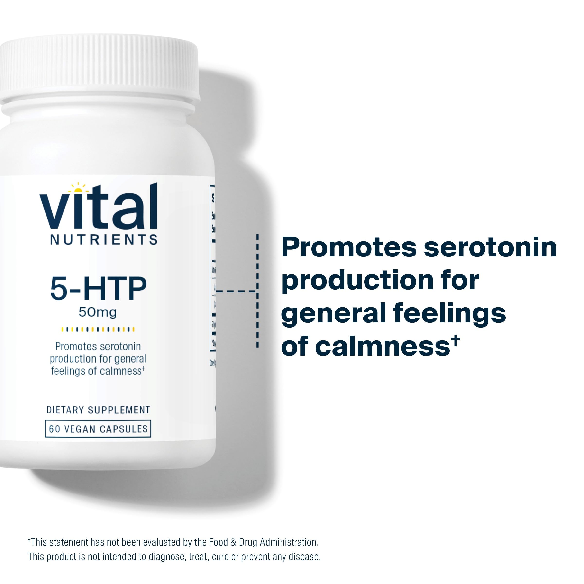 Vital Nutrients 5-HTP: respaldo profesional de 30 años para bienestar.