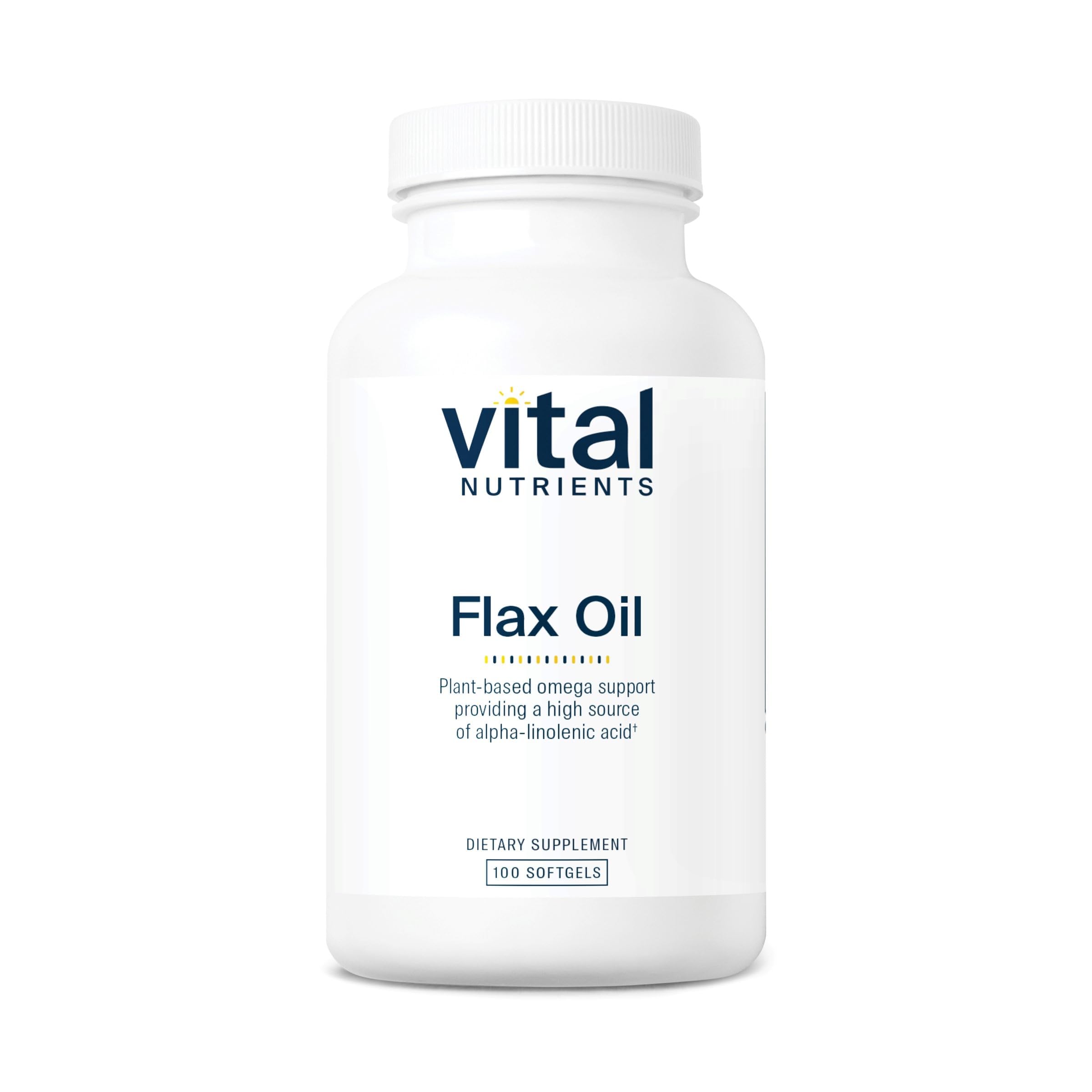 Vital Nutrients Aceite de Linaza prensado en frío en botella, apoyo a la salud cardíaca.