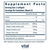 Vital Nutrients Aceite de Linaza vertido en copa, experiencia sensorial suave.