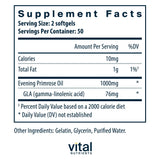 Vital Nutrients Aceite Onagra 1000 mg – cápsulas transparentes para piel saludable