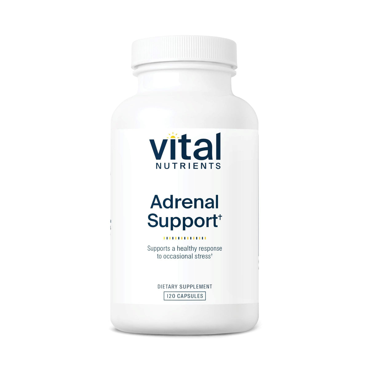 Vital Nutrients Apoyo Adrenal - botella visible para soporte adrenal y energía equilibrada.