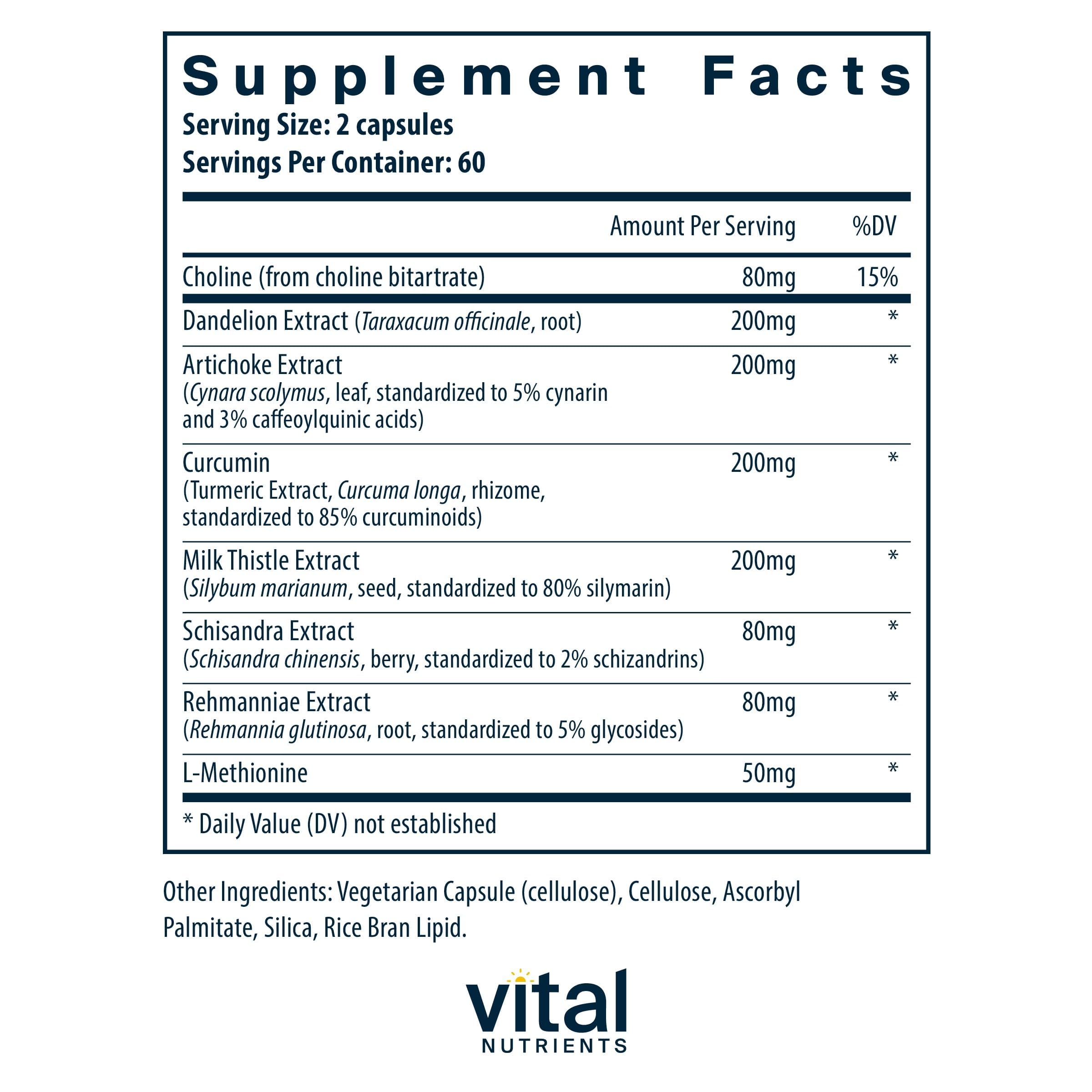Vital Nutrients con curcuma para apoyo hepático suave