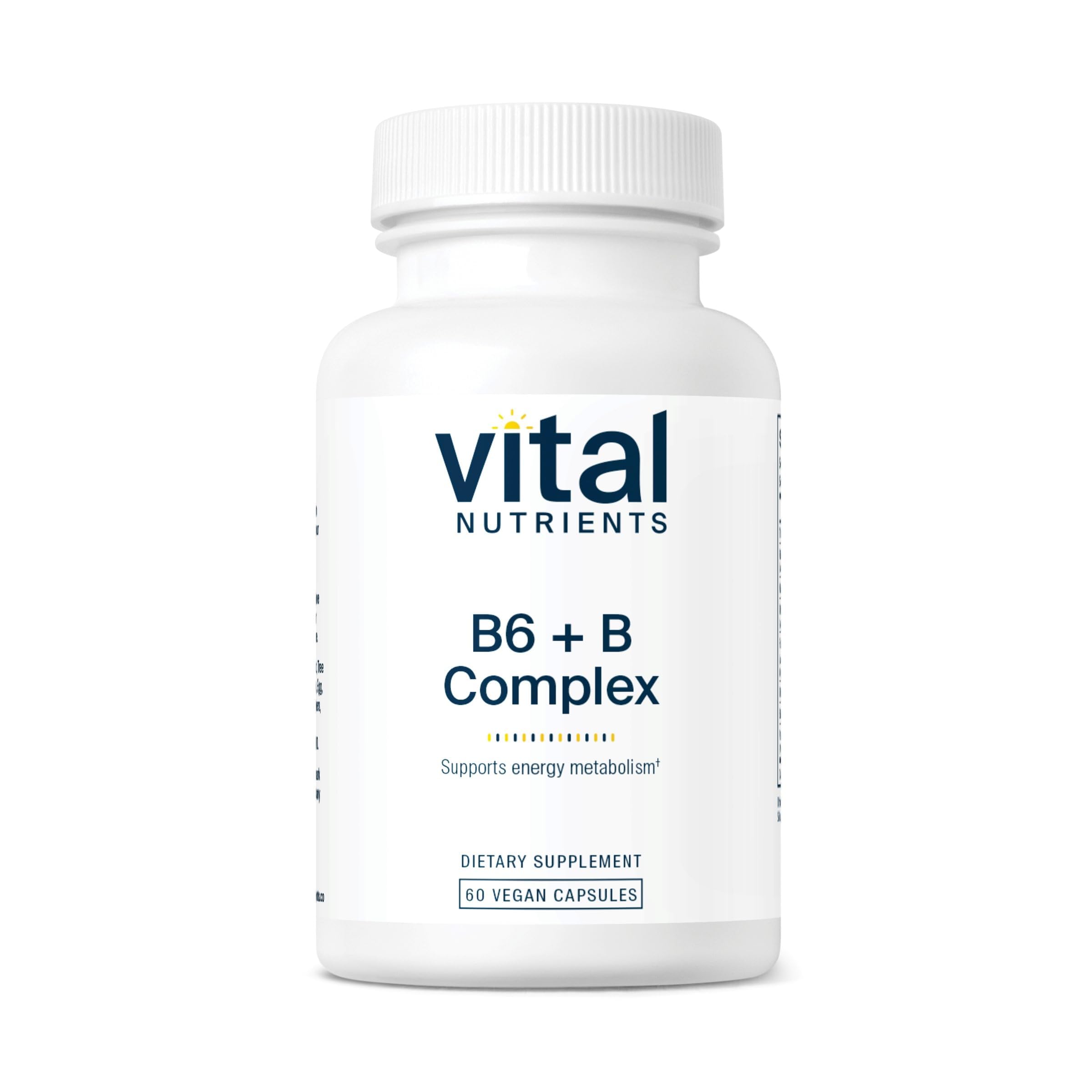 Vital Nutrients B6 B-Complex cápsulas: energía diaria y apoyo metabólico.