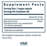 Frasco de Vital Nutrients Black Cohosh Extract para apoyo ocasional durante PMS.