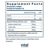 Vital Nutrients cápsulas suaves de borraja 1000 mg, uso diario para la piel