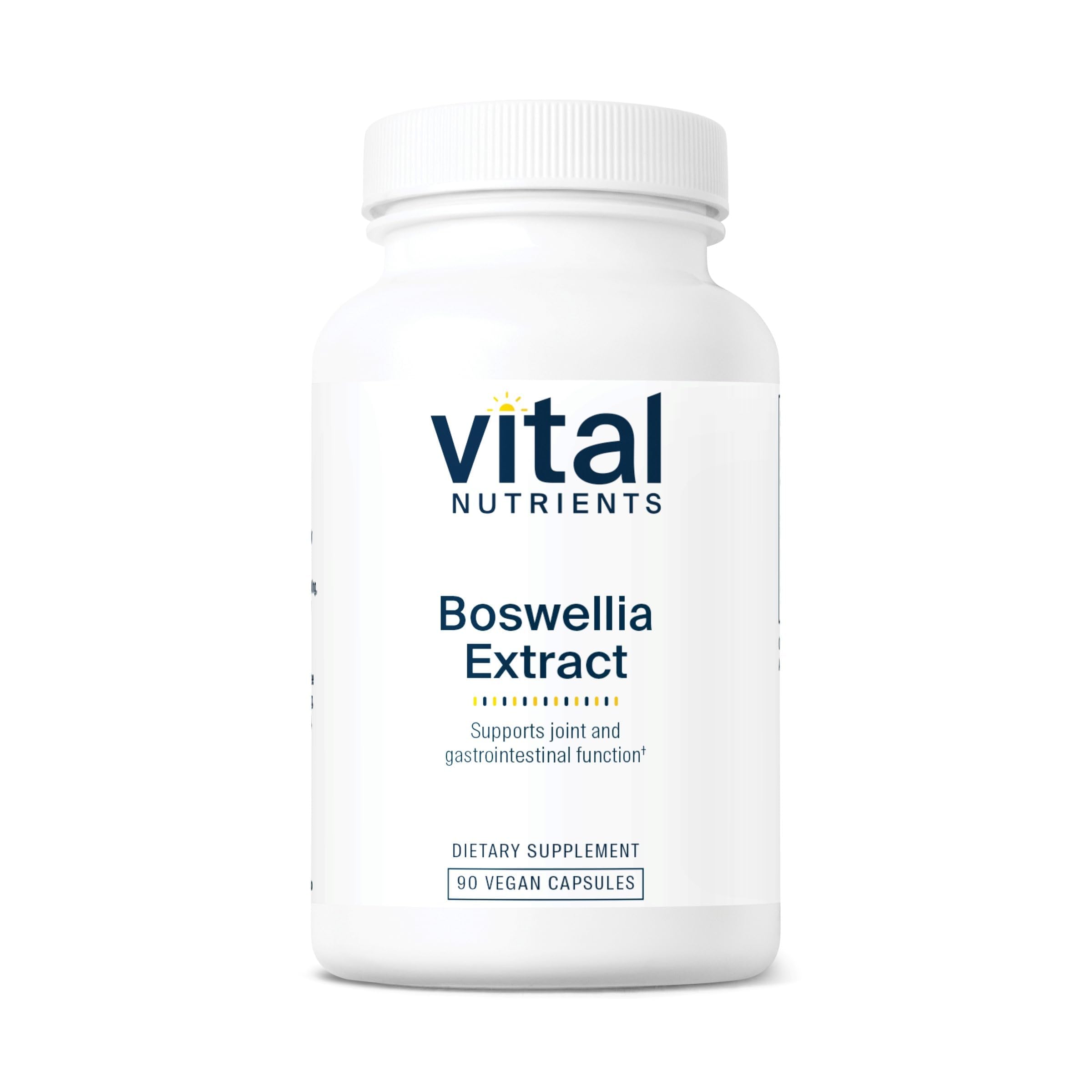 Vital Nutrients Boswellia, botella frontal, apoyo potencial para articulaciones saludables y bienestar diario.