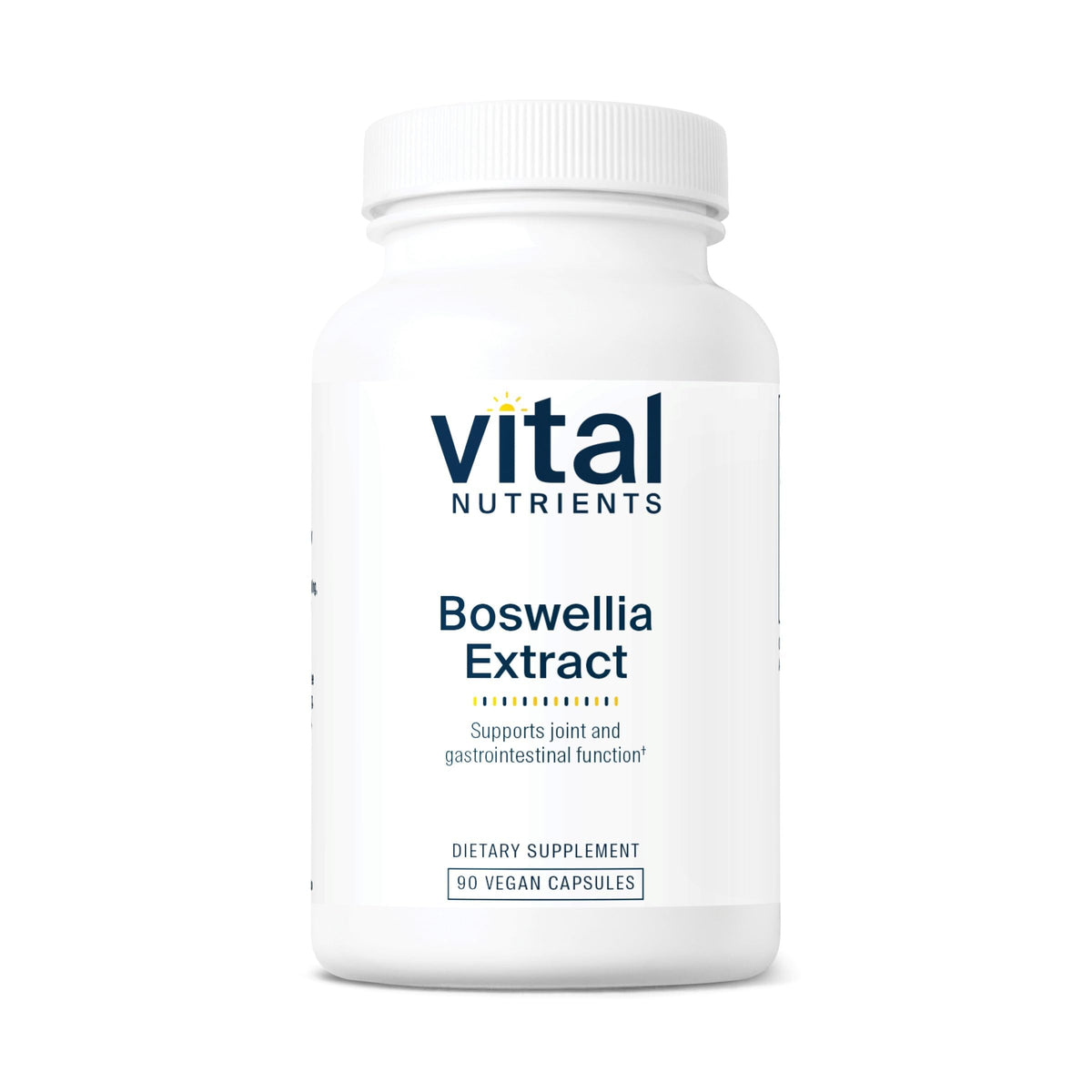 Vital Nutrients Boswellia, botella frontal, apoyo potencial para articulaciones saludables y bienestar diario.