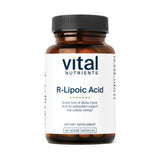 Vital Nutrients R-Lipoic Acid en botella de cápsulas, apoya energía diaria.