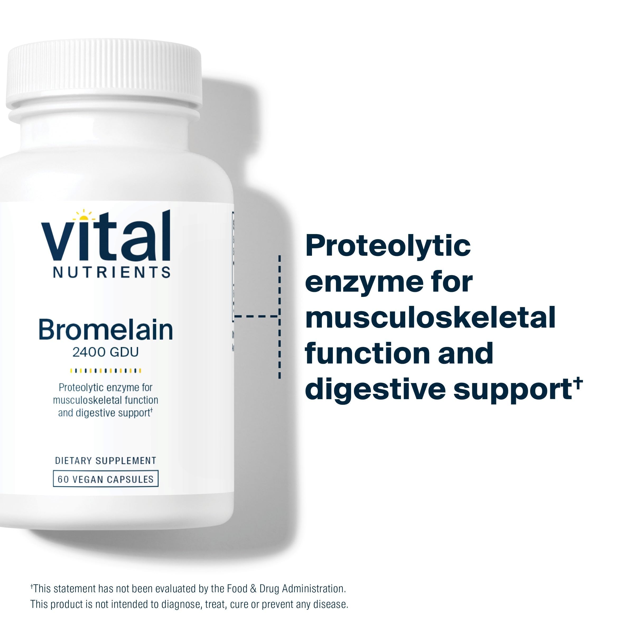 Vital Nutrients Bromelina complemento digestivo apto para uso diario.