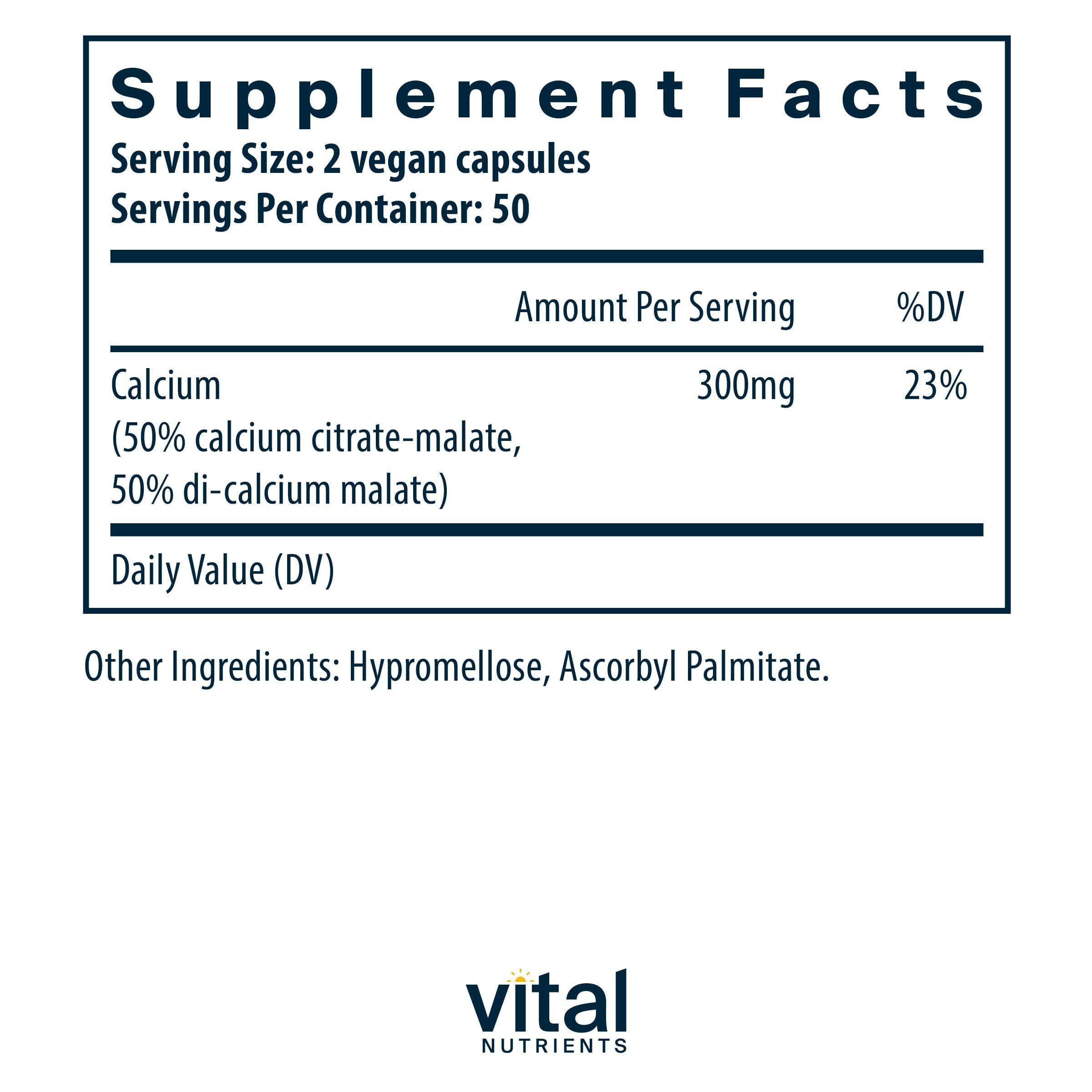 Vital Nutrients calcio citrato malato, etiqueta clara para uso diario