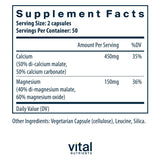 Vital Nutrients calcio magnesio vegano: cápsulas para soporte óseo y muscular.