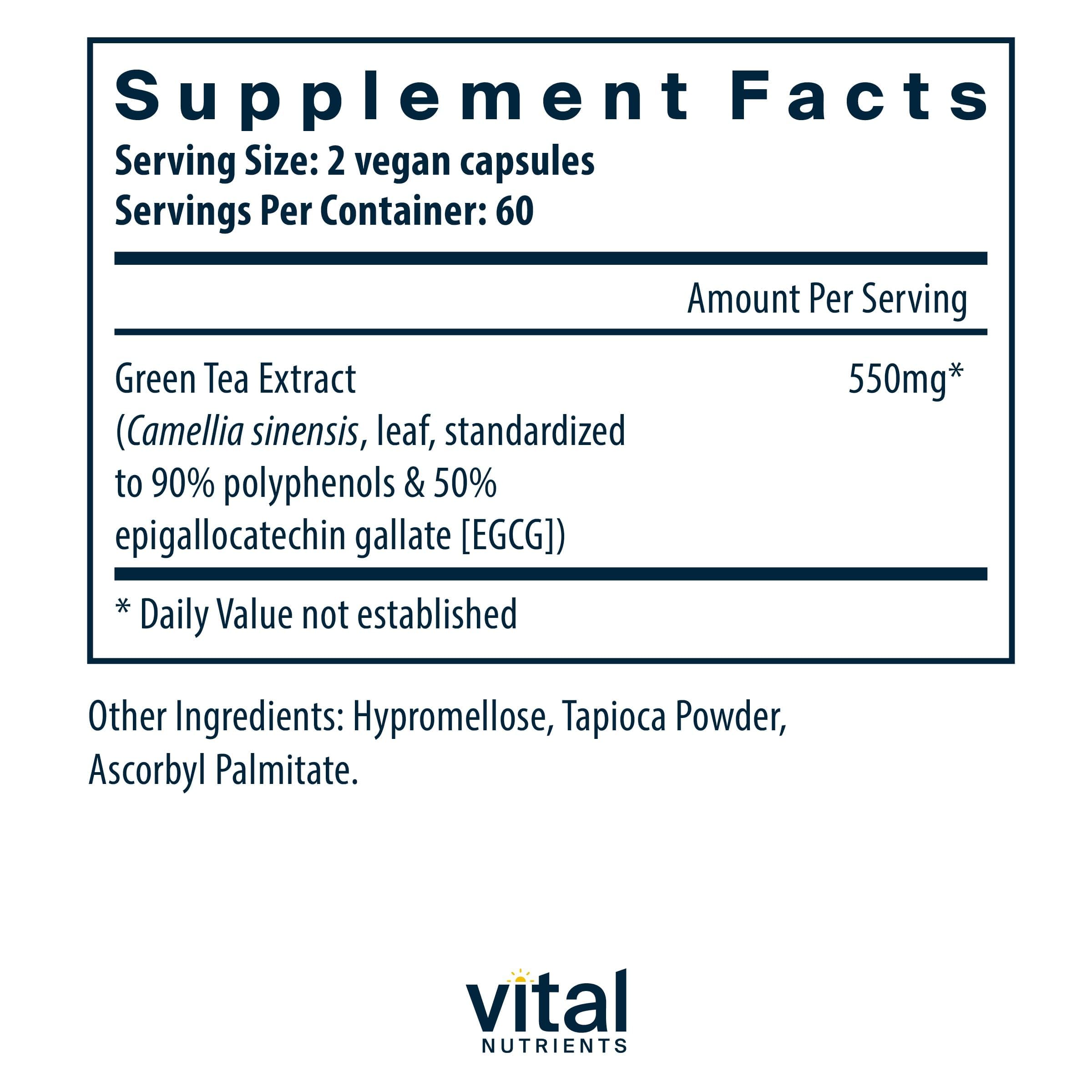 Vital Nutrients cápsulas té verde con alto contenido de catequinas para defensa
